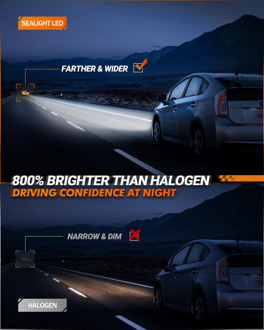 SEALIGHT 9003 H4 HB2 LED Headlight Bulbs, 45000 Lumens Super Bright LED Bulbs, 6000K Super Bright White Halogen Replacement Bulbs, Quick Installation, Pack of 2 🍁 All In One Marketplace Canada