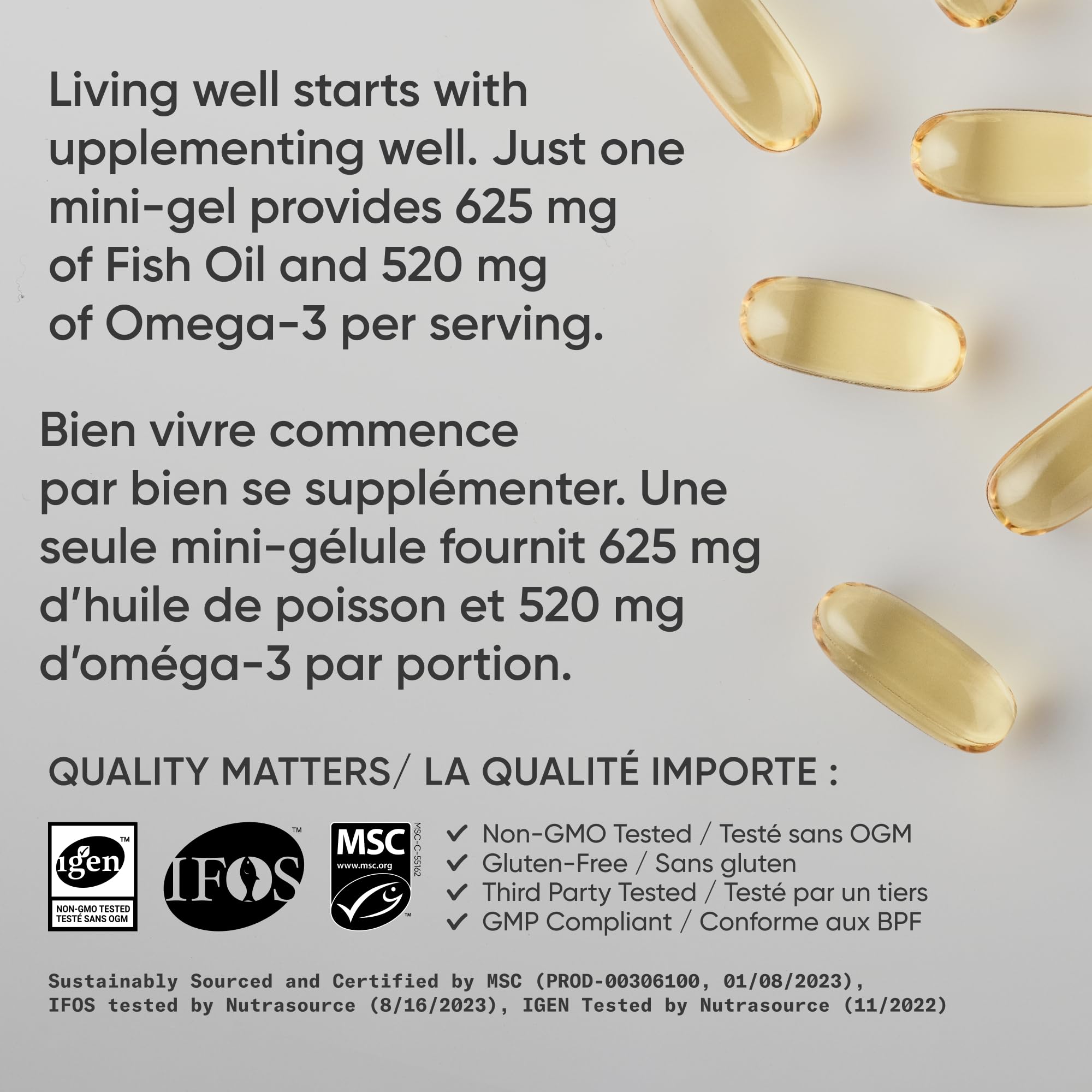 Sports Research® Fish Oil Mini-Softgels - Easy to Swallow Omega-3 Fatty Acids from Wild Caught Alaska Pollock Supporting Brain & Heart Health - 625mg, 120 Capsules 🍁 All In One Marketplace Canada
