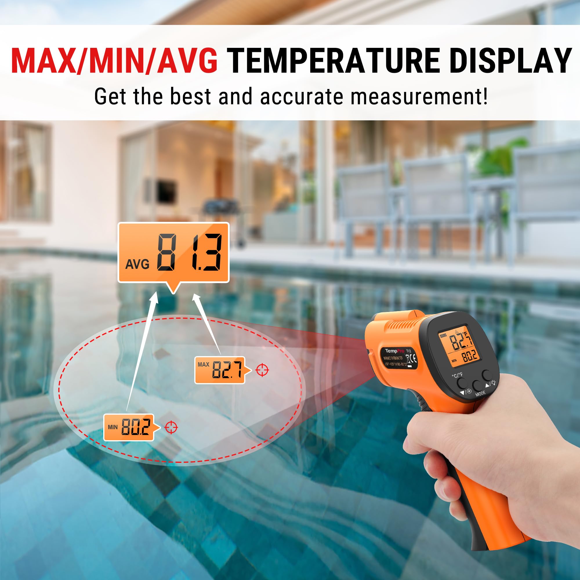 TempPro TP30 Infrared Thermometer Gun, Laser Thermometer for Cooking, Pizza Oven, Griddle, Engine, HVAC, Temperature Gun with Adjustable Emissivity & Max Measure -58°F ~1022°F (Previously ThermoPro) 🍁 All In One Marketplace Canada