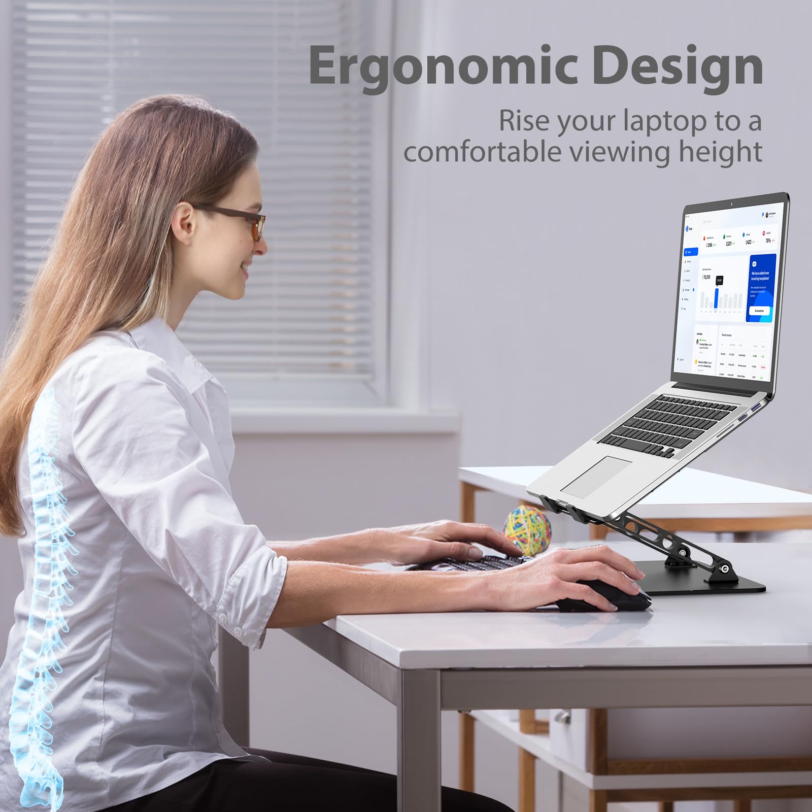 Gogoonike Adjustable Laptop Stand for Desk, Metal Foldable Laptop Riser, Portable Laptop Holder, Ventilated Cooling Computer Notebook Stand Compatible with 10-15.6” Laptops 🍁 All In One Marketplace Canada