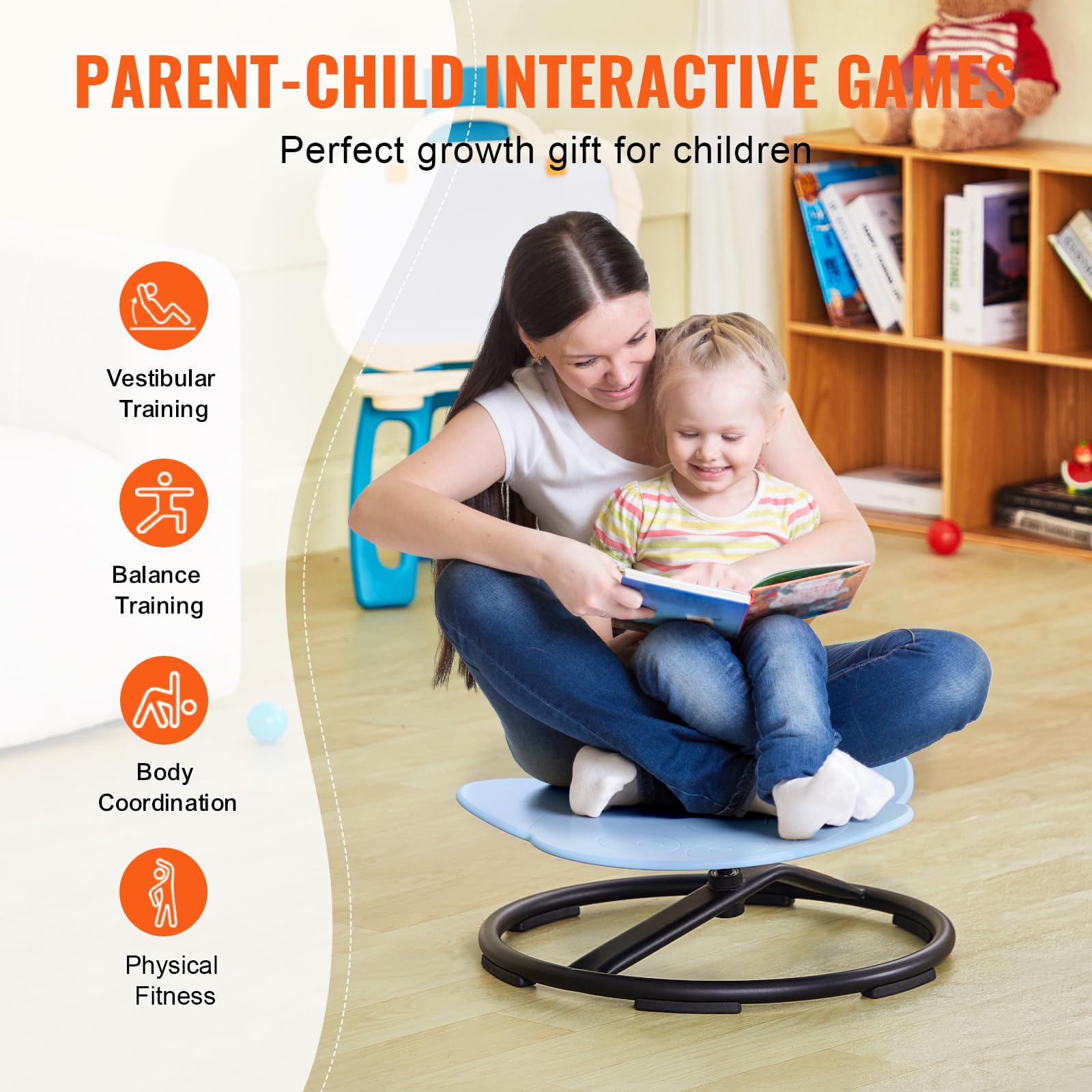 VEVOR Elephant Kids Swivel Chair, 220 LBS Capacity, 360° Spinning Chair, Autistic Kids Sensory Chair with Non-Slip Metal Base, Toddler Sit for Coordination Balance Focus Blue 🍁 All In One Marketplace Canada