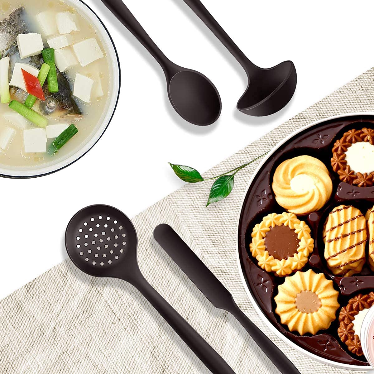 Silicone Cooking Utensils Set - 446°F Heat Resistant Kitchen Utensils,Spatula Sets,Turner Tongs,Spoon,Kitchen Utensil Gadgets Tools Set for Nonstick Cookware,Dishwasher Safe BPA Free (Gray) 🍁 All In One Marketplace Canada