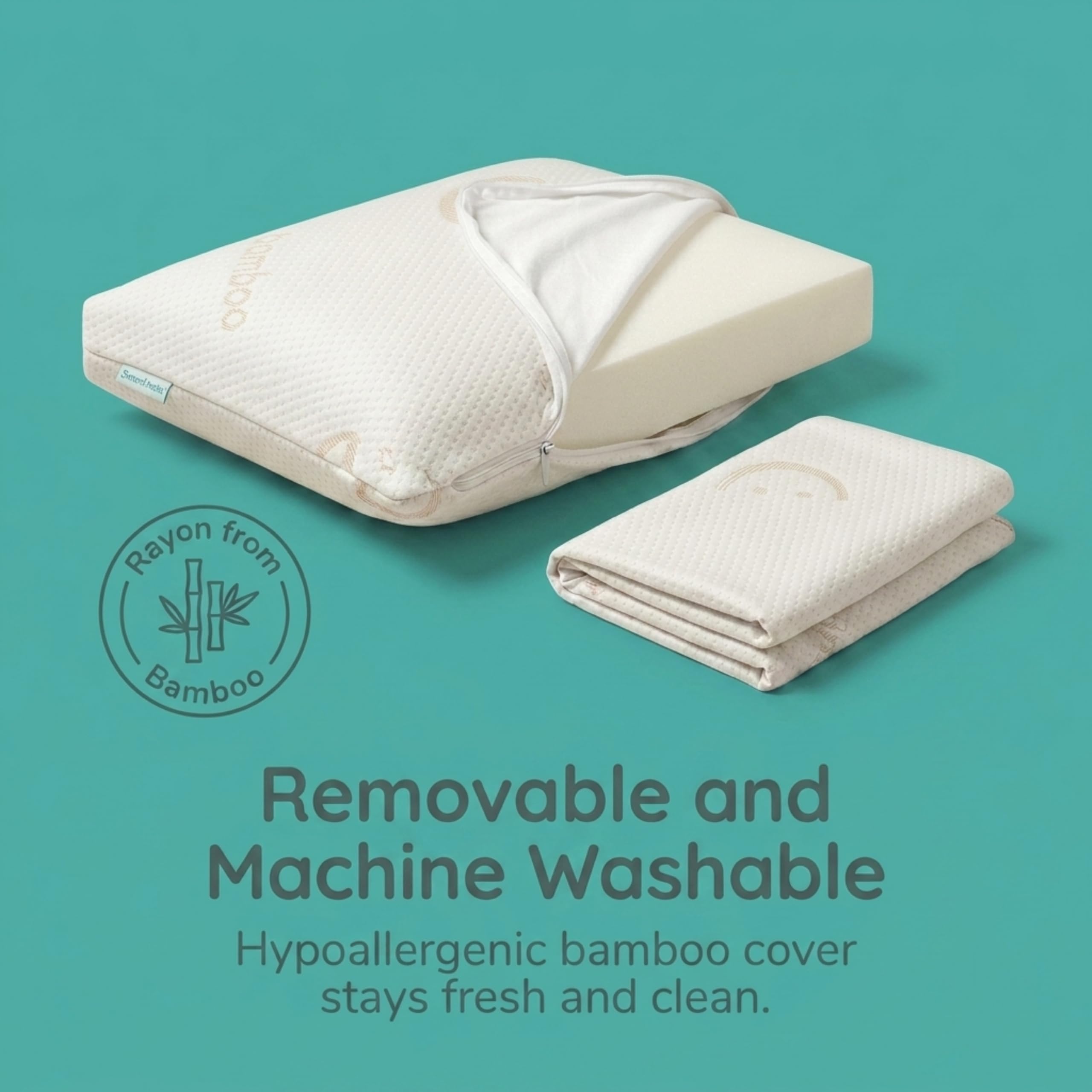 Baby Works Toddler Pillow - Soft, Supportive and Breathable Memory Foam with Hypoallergenic Bamboo Cover, Chiropractor Recommended, Washable and Removable Cover, Perfect for Cribs, Ages 12m+ 🍁 All In One Marketplace Canada