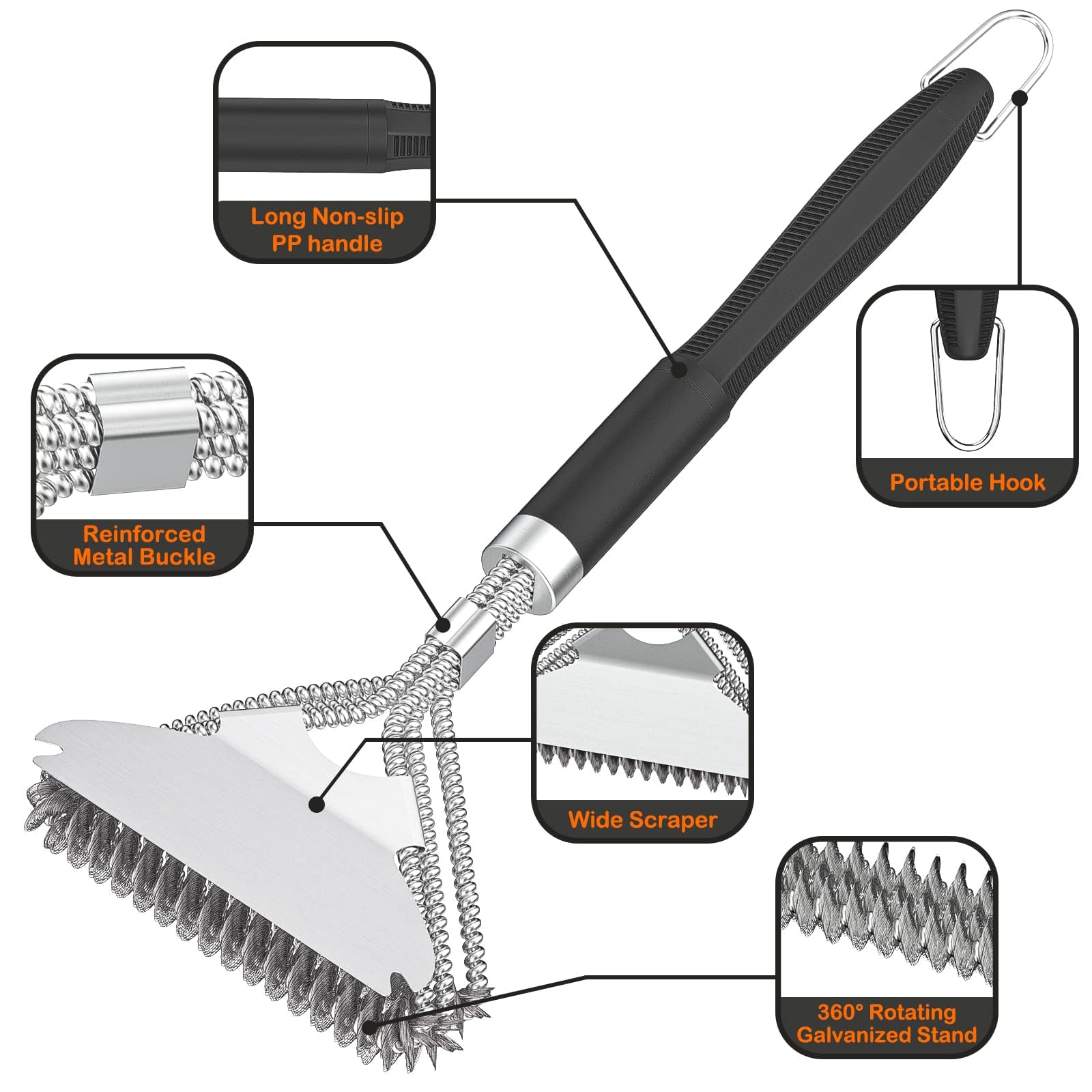 2 Packs BBQ Grill Brush, BBQ Brush Cleaner for Grill, Stainless Steel BBQ Cleaning Brush with Scraper, BBQ Accessories Suitable for Gas, Charcoal, Infrared & Barbecue Grill 🍁 All In One Marketplace Canada