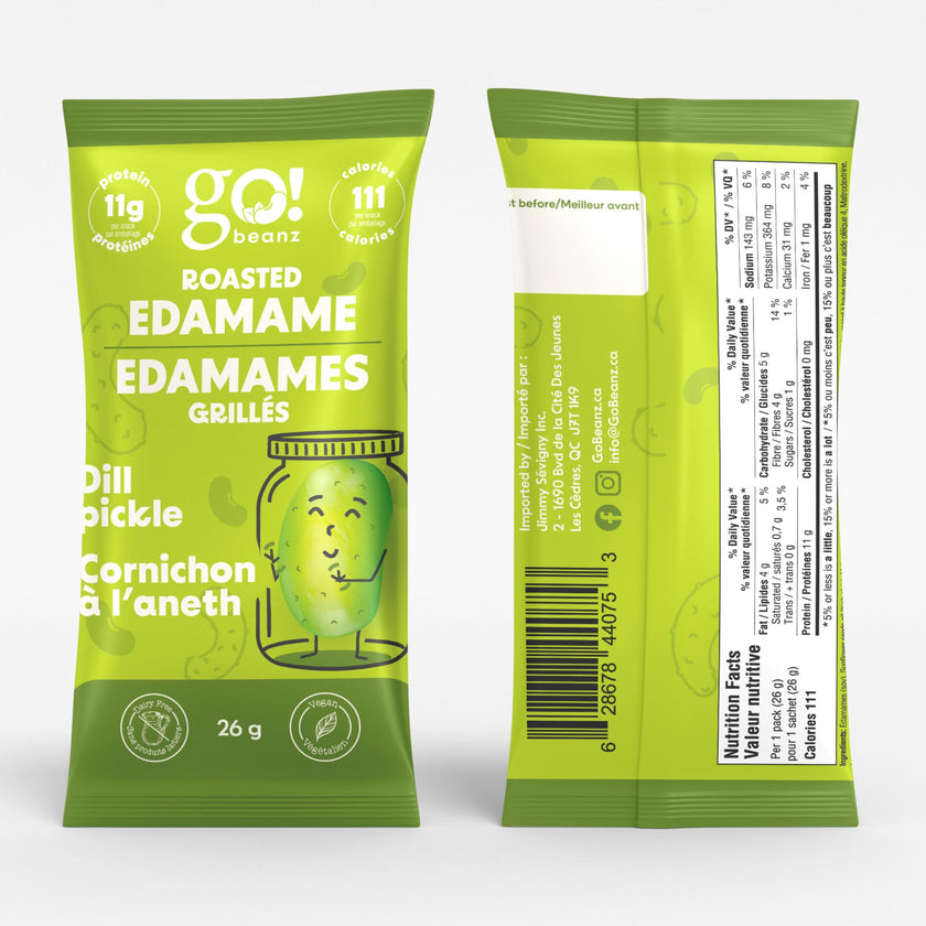 GoBeanz Crunchy Roasted Edamame, Tasty Dill Pickle High Protein Healthy Snack, For Adults & Kids, 20 Single Serve Packs, Low calorie, Low Sugar Plant Based, Salty Snacks 🍁 All In One Marketplace Canada