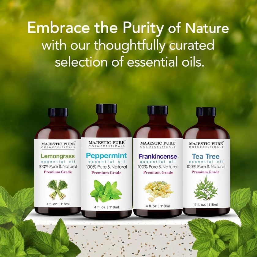 Majestic Pure Peppermint Essential Oil - Huge 118 ml - 100% Pure and Natural Oil for Soap Making Scent- Premium Grade with Glass Dropper 🍁 All In One Marketplace Canada