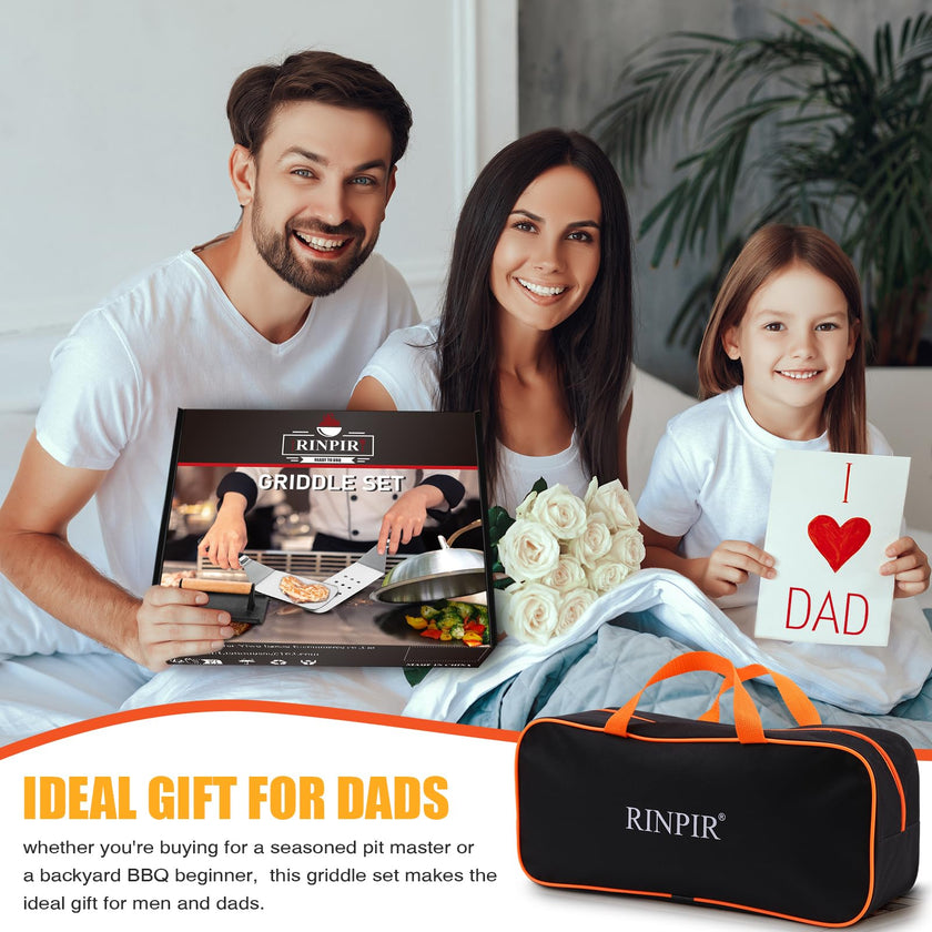 RINPIR 42pcs Griddle Accessories Kit for Blackstone, Flat Top Grill Spatula Set with Enlarged Spatulas, Melting Dome and Burger Press, Professional Hibachi Tools Gifts for Outdoor BBQ Teppanyaki 🍁 All In One Marketplace Canada