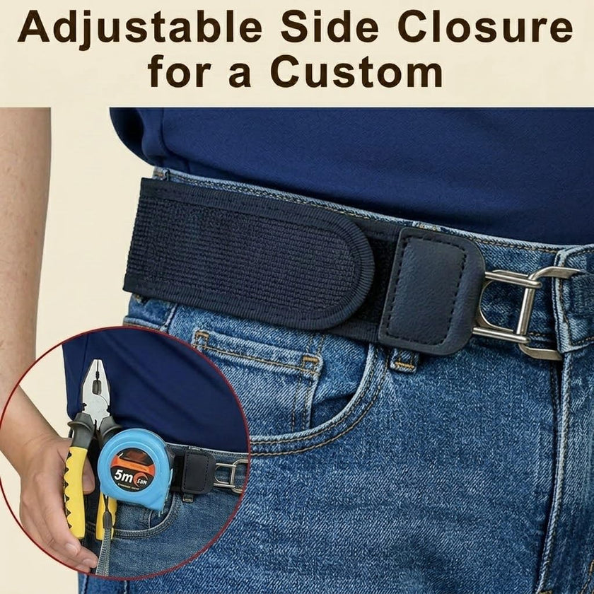 4PCS Buckleless Belt for Men Women, Tactical Metal Hook Elastic Belt, Adjustable No Buckle Side Belt for Pants, Comfortable Stretch Waist Belt for Work Travel Everyday Wear 🍁 All In One Marketplace Canada