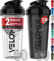 VELOMIX -2 Pack- 28 oz Protein Shaker Bottles for Protein Mixes - 2x Wire Whisk | Leak Proof Shaker Cups for Protein Shakes | Protein Shaker Bottle Pack | Shakers (Transparent & Black - 28oz) 🍁 All In One Marketplace Canada