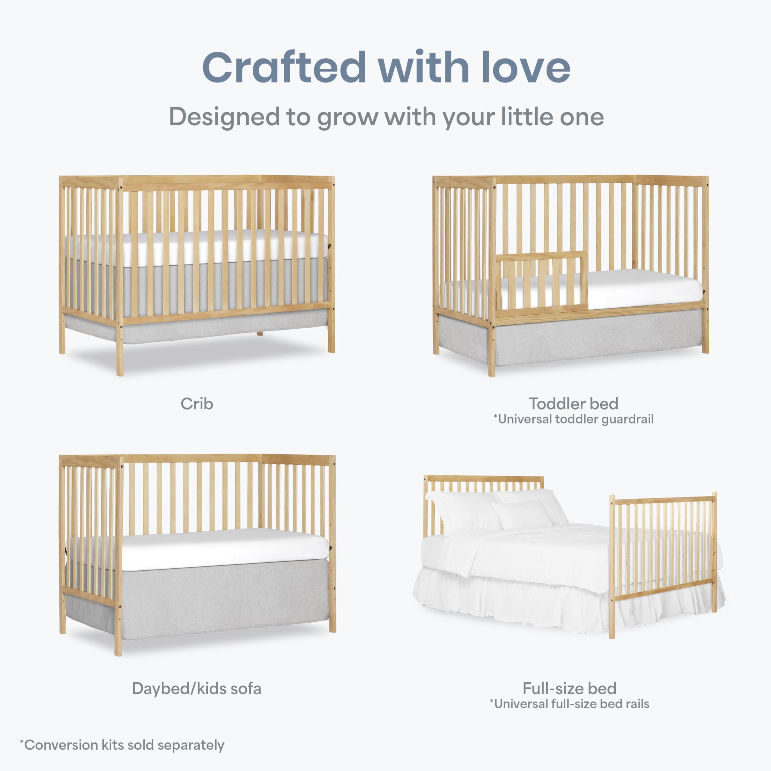 Dream On Me Synergy 5-in-1 Convertible Crib in Natural, Greenguard Gold Certified, BSA Certified, 3 Mattress Height Settings, Classic Nursery Furniture 🍁 All In One Marketplace Canada