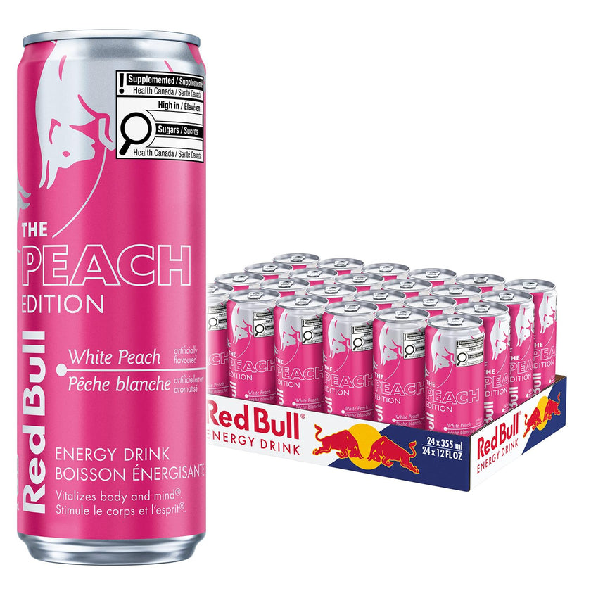 Red Bull Energy Drink, White Peach, 355ml (24 pack) 🍁 All In One Marketplace Canada