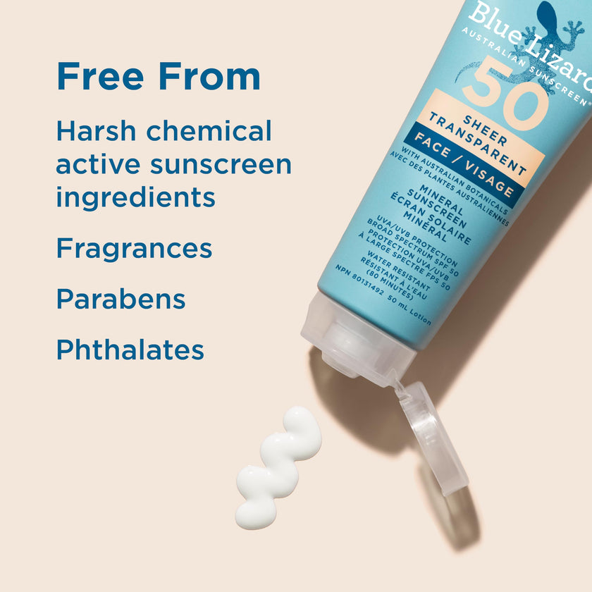 Blue Lizard Sheer Face Mineral SPF 50 Sunscreen Lotion, 100% Mineral Formula, Blue Light Protection, Lightweight, No White Cast, Nourishes and Hydrates, Paraben-Free, Fragrance-Free, 50 ml 🍁 All In One Marketplace Canada