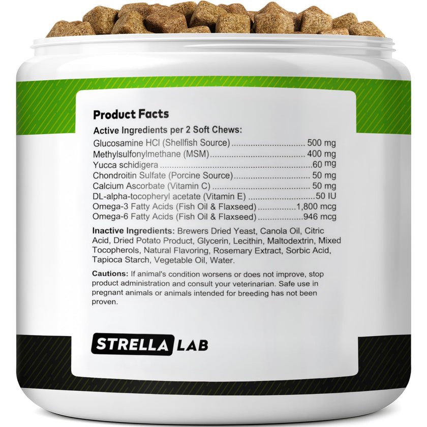 Glucosamine for Dogs w/Chondroitin - Hip & Joint Supplement for Dogs - MSM, Omega to Improve Mobility & Energy - Natural Joint Pain Relief - 120 Chews (Chicken) 🍁 All In One Marketplace Canada