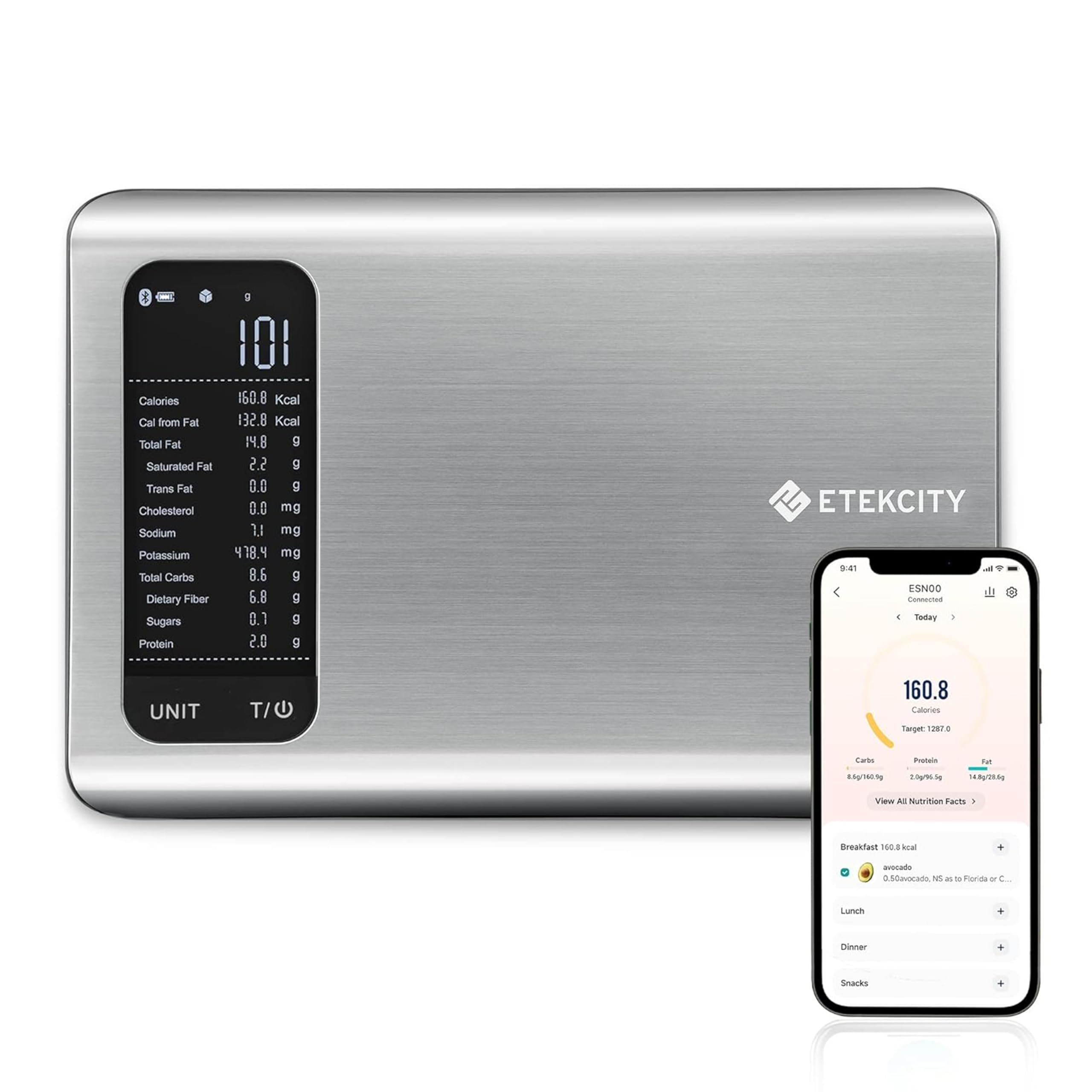 Etekcity Smart Food Nutrition Kitchen Scale, Digital Grams and Ounces for Weight Loss, 19 Facts Tracking, Baking, Cooking, Portion Control, Macro, Keto, 11 Pounds-Large, 304 Stainless Steel 🍁 All In One Marketplace Canada