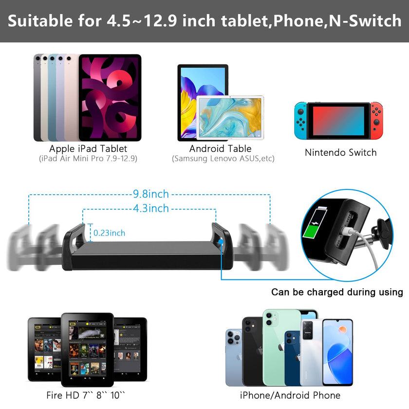 SAMHOUSING Tablet Floor Stand, Adjustable Universal 360-degree Rotatable Metal Tablet Holder, Phone Stand for iPad/iPhoneX/iPad Pro or Other 4.7~12.9 Inch-Screen Devices (Black) 🍁 All In One Marketplace Canada