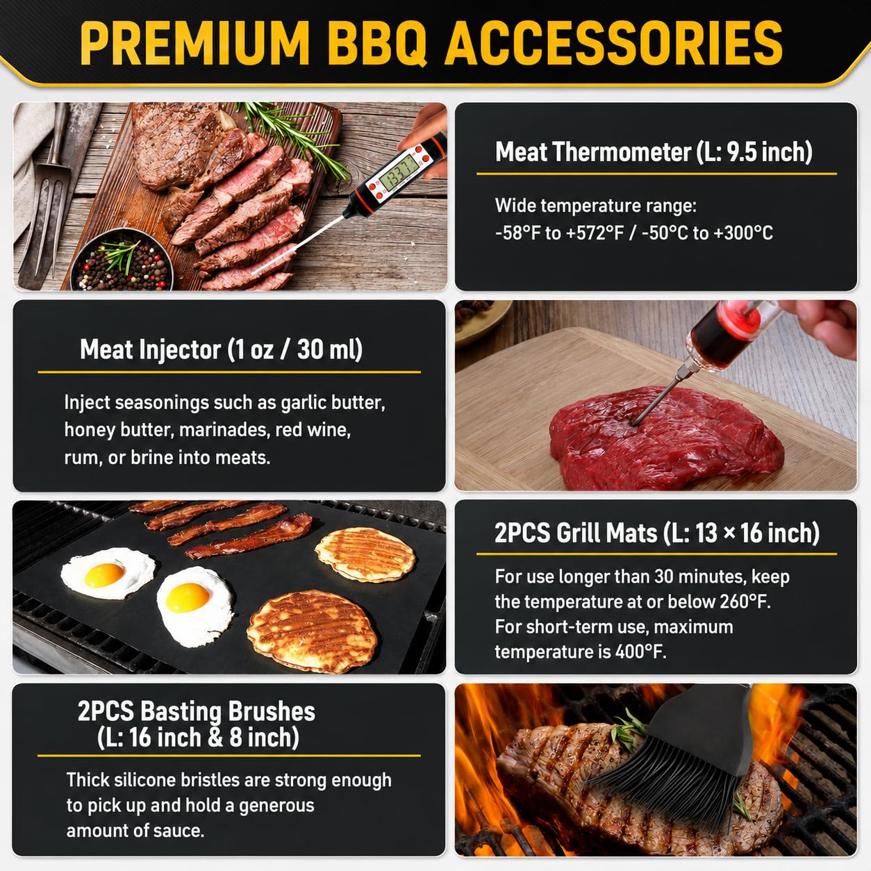 34Pcs BBQ Grill Accessories Tools Set, 16 Inches Stainless Steel Grilling Tools with Carry Bag, Thermometer, Grill Mats for Camping/Backyard Barbecue, Grill Tools Set for Men Women 🍁 All In One Marketplace Canada