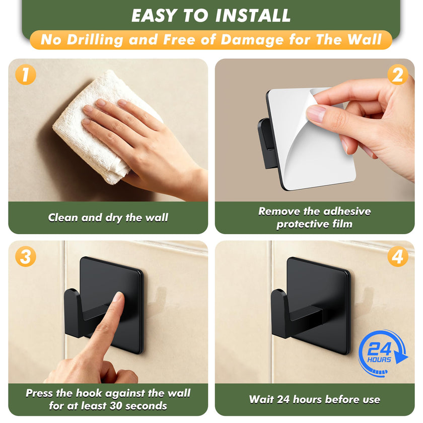 Auxmir Self Adhesive Hooks for Coat Towel, 7KG Heavy Duty Towel Hooks Stick on Wall and Door, 5 Pack Stainless Steel Waterproof Rustproof Wall Hanger for Bathroom Kitchen Office Shower 🍁 All In One Marketplace Canada
