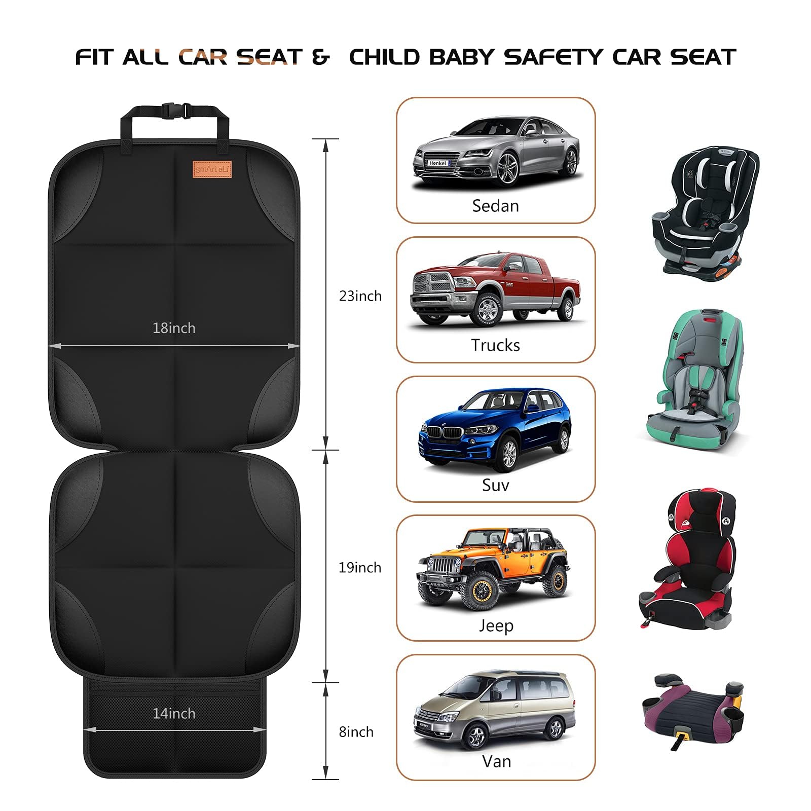 Smart eLf Car Seat Protector, 2Pack car seat Protector for Baby carseat with Thickest Padding, Non Slip Backing Mesh Pockets for Baby, Pet 🍁 All In One Marketplace Canada