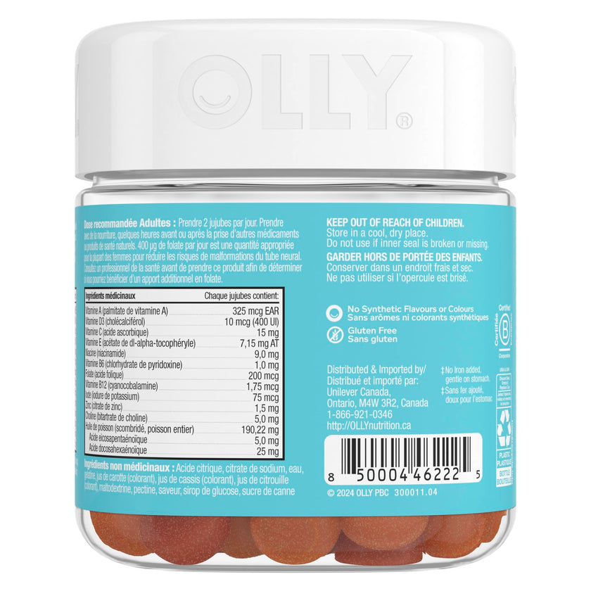 OLLY Prenatal Gummy Supplement Sweet Citrus Multivitamin to help support Mommy & Baby, with no artificial flavours and colours, 30 day supply (60 gummies) 🍁 All In One Marketplace Canada