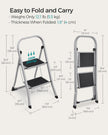 SONGMICS Step Ladder, 2-Step Ladder, Folding Ladder, Safety Lock, Space-Saving Storage, Holds up to 330 lb, Dove Gray UGSL012G01 🍁 All In One Marketplace Canada