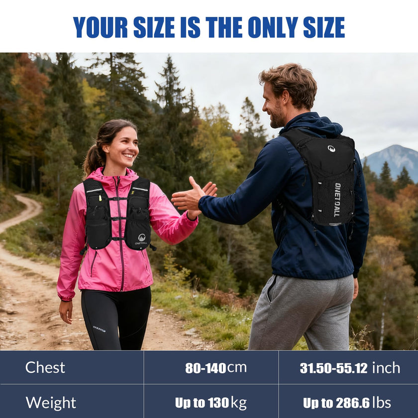 ONETOALL Running Vest for Women & Men, Hydration Backpack 6L - 1x 500ml Flask Included, 16 Reflective Points, Emergency Whistle, Lightweight Breathable for Trail Running, Hiking (Black) 🍁 All In One Marketplace Canada