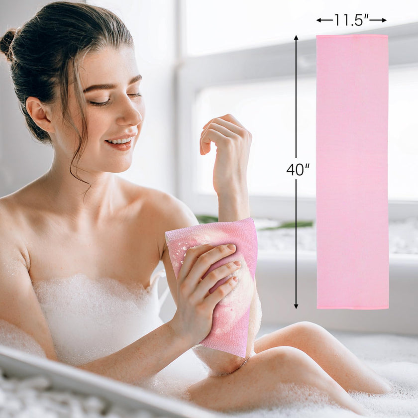 Yiclick Exfoliating Washcloth Towel, Exfoliating Body Scrubber, Back Scrubber Washer for Shower Bath, African Net Sponge Loofah Body Scrub Exfoliator, Exfoliating Cloth Brush Gloves (Blue+Yellow+Pink) 🍁 All In One Marketplace Canada