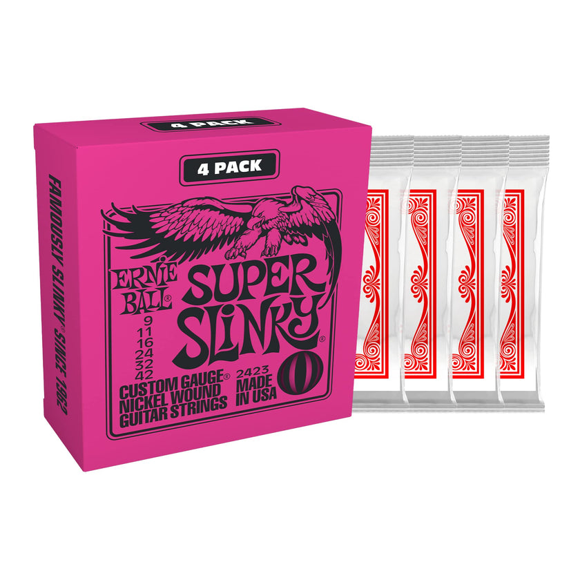 Ernie Ball Super Slinky Nickel Wound Electric Guitar Strings 4 Pack - 9-42 Gauge (P02423) 🍁 All In One Marketplace Canada