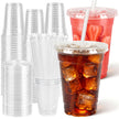 100 Pcs Clear Plastic Cups with Flat Lids and Straws, 12 oz Disposable PET Iced Coffee Cups - Ideal for Ice Coffee, Smoothie, Juice, Lemonade, Cold Beverages﻿ 🍁 All In One Marketplace Canada