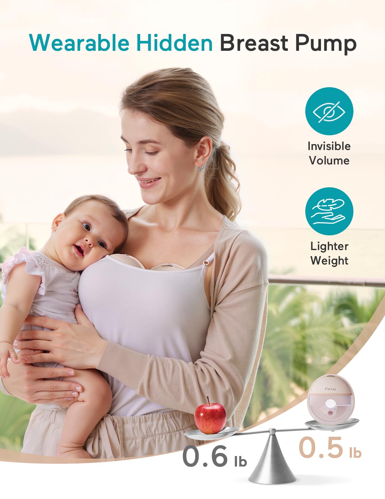 Paruu P16 Wearable Breast Pump, Hands-Free Portable Electric Breast Pump with 4 Modes & 12 Suction Levels, 309mmHg Max Powerful Suction, 19/21/24mm Flange Inserts, Wireless Breastfeeding Pump, 2 Pack 🍁 All In One Marketplace Canada