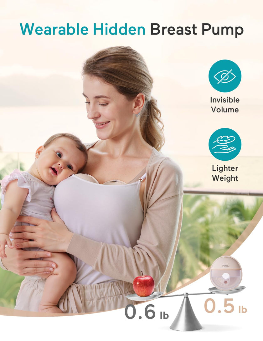 Paruu P16 Wearable Breast Pump, Hands-Free Portable Electric Breast Pump with 4 Modes & 12 Suction Levels, 309mmHg Max Powerful Suction, 19/21/24mm Flange Inserts, Wireless Breastfeeding Pump, 2 Pack 🍁 All In One Marketplace Canada