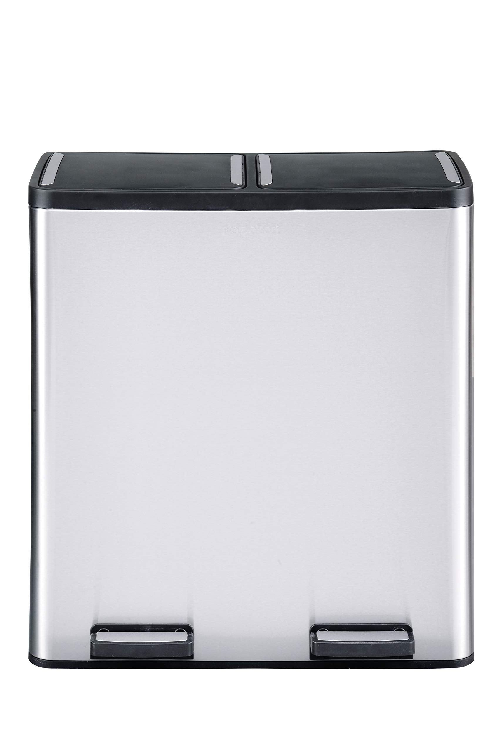 The Step N' Sort 18.5 Gallon Extra Large Capacity, Soft-Step, Dual Trash and Recycling Bin with Removable Inner Bins. Silver 🍁 All In One Marketplace Canada