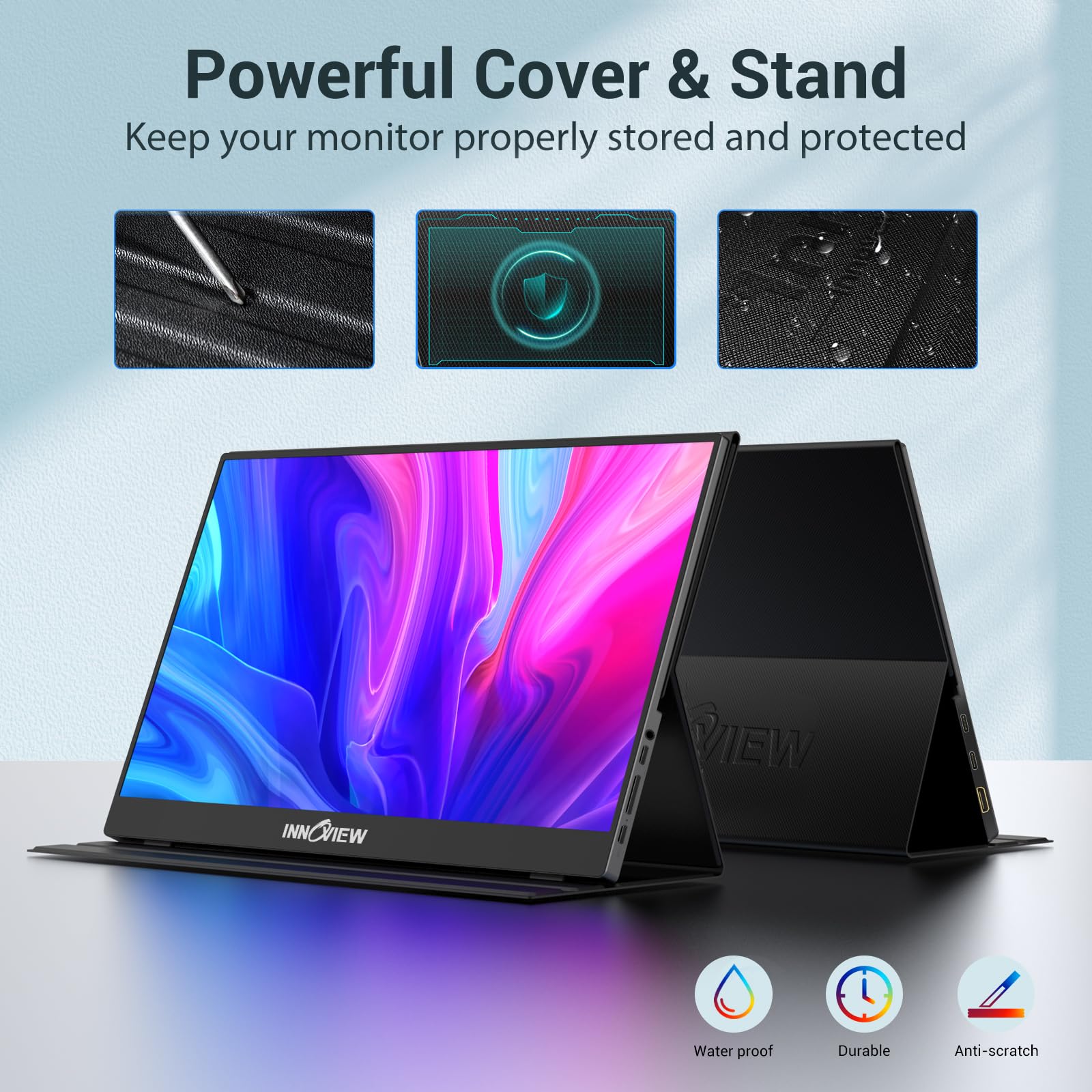 InnoView Portable Monitor, 15.6 Inch FHD 1080P USB C HDMI Second External Monitor for Laptop, Desktop, MacBook, Phones, Tablet, PS5/4, Xbox, Switch, Built-in Speaker with Smart Cover 🍁 All In One Marketplace Canada