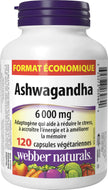 Webber Naturals Ashwagandha 6000 mg, 120 Capsules, Adaptogen to Help Reduce Stress & Increase Energy, Vegan 🍁 All In One Marketplace Canada
