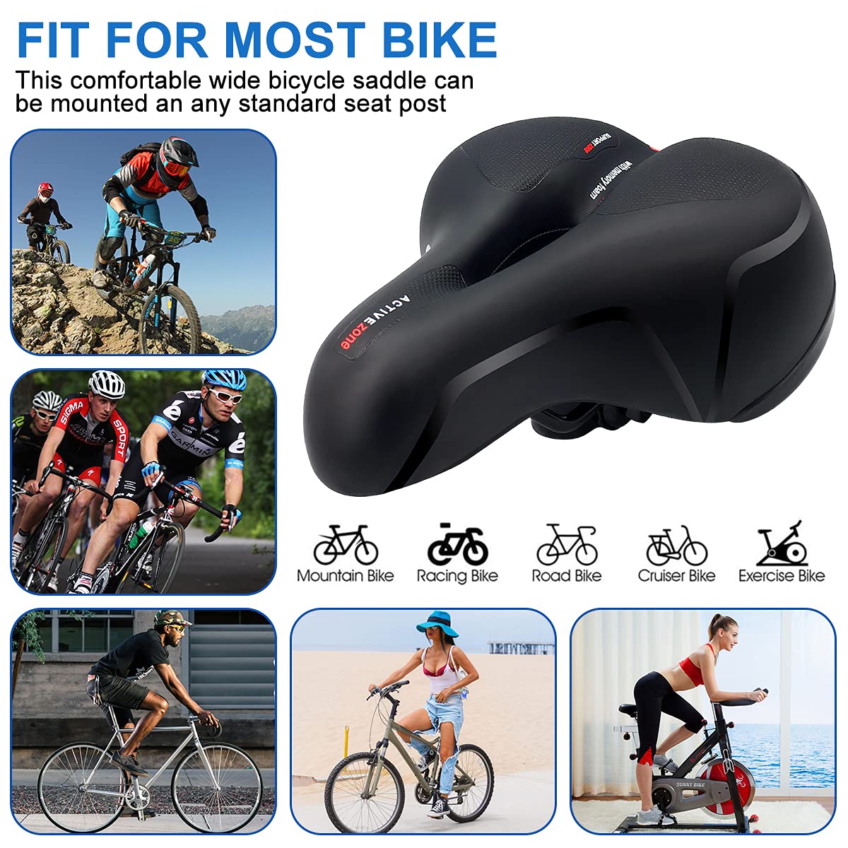 Roryimke Comfortable Bike Seat Replacement Bike Saddle Dual Shock Absorbing Ball Anti-Slip Bicycle Saddle Waterproof Bicycle Seat for Men Women Universal Fit for Exercise Indoor Mountain Road Bikes 🍁 All In One Marketplace Canada