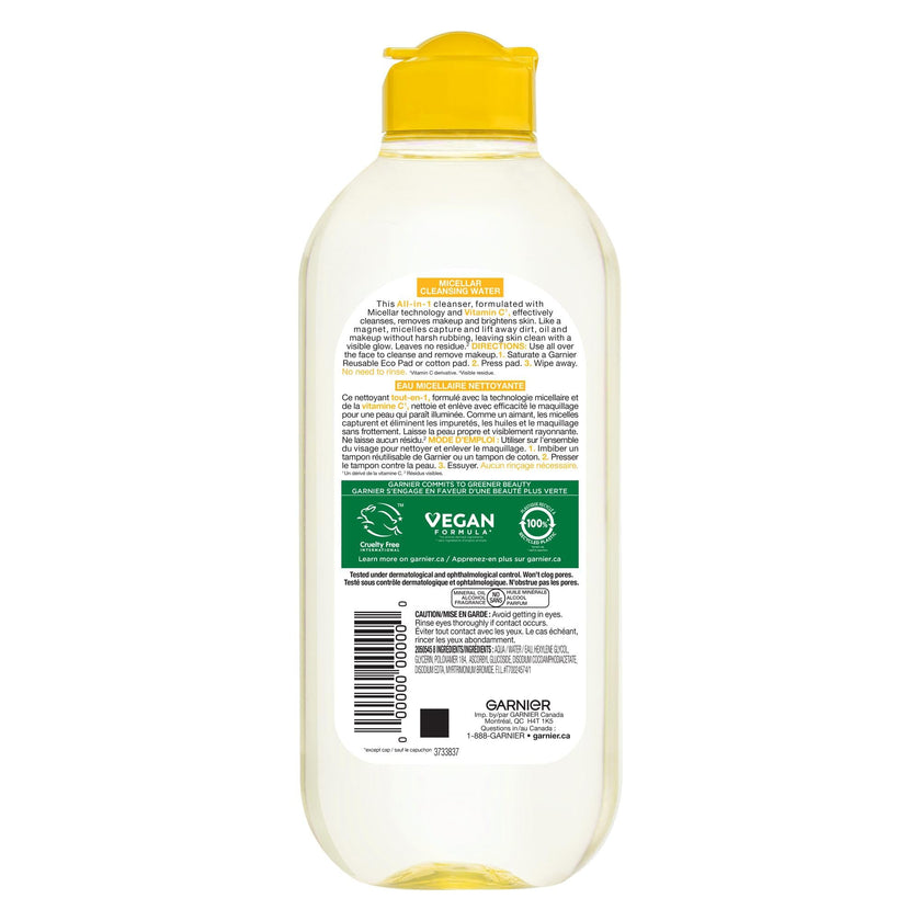 Garnier Micellar Cleansing Water, All-in-One Makeup Remover & Face Cleanser With Vitamin C, Hypoallergenic, All Skin Types Even Sensitive Skin, 400 ml 🍁 All In One Marketplace Canada