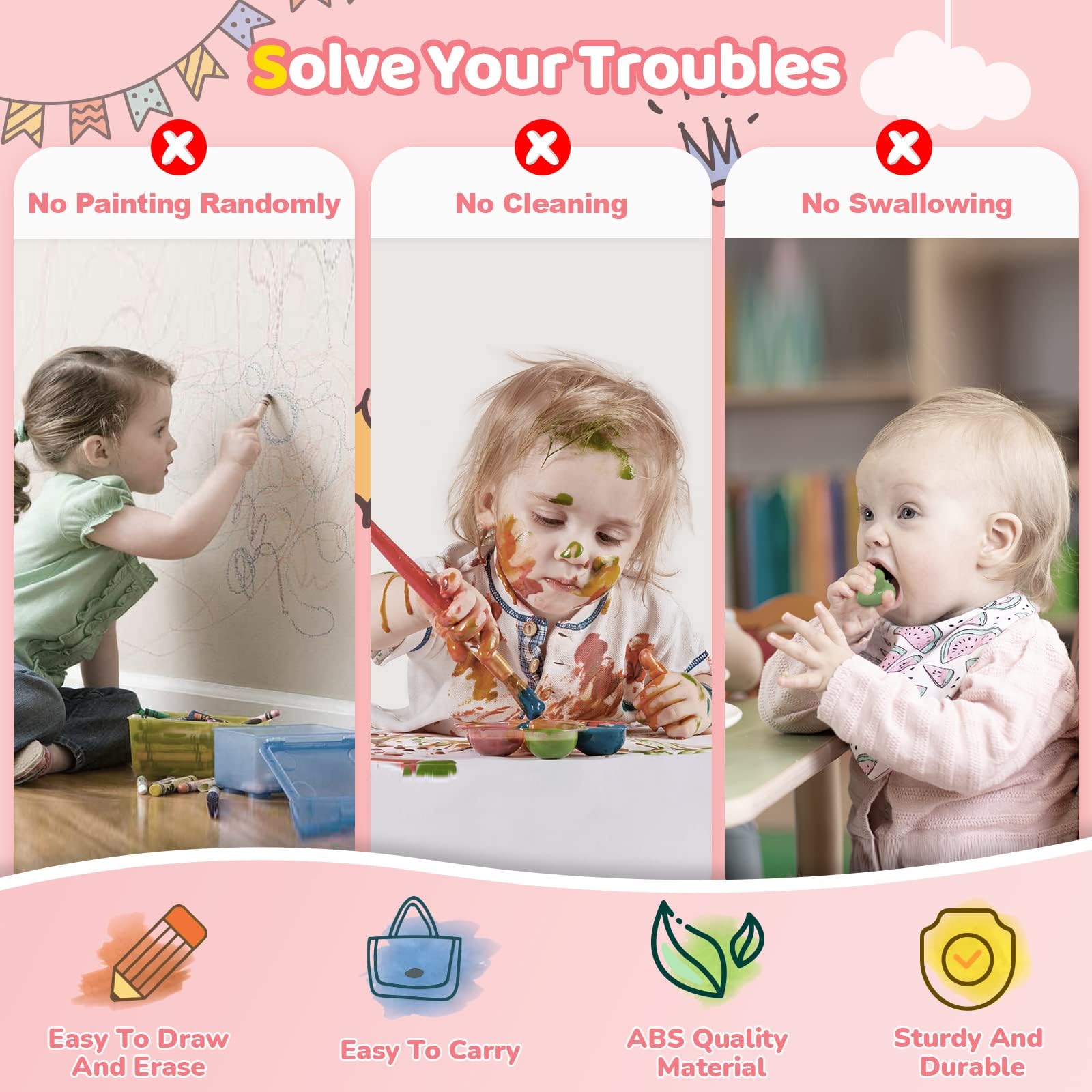 Kikidex Girl Toys Age 1-3 Magnetic Drawing Board, Gifts for 1 2 3 Year Old Toddlers Birthday, Doodle Board for Preschool Learning and Educational Erasable Sketching Pad(Soft Pink) 🍁 All In One Marketplace Canada