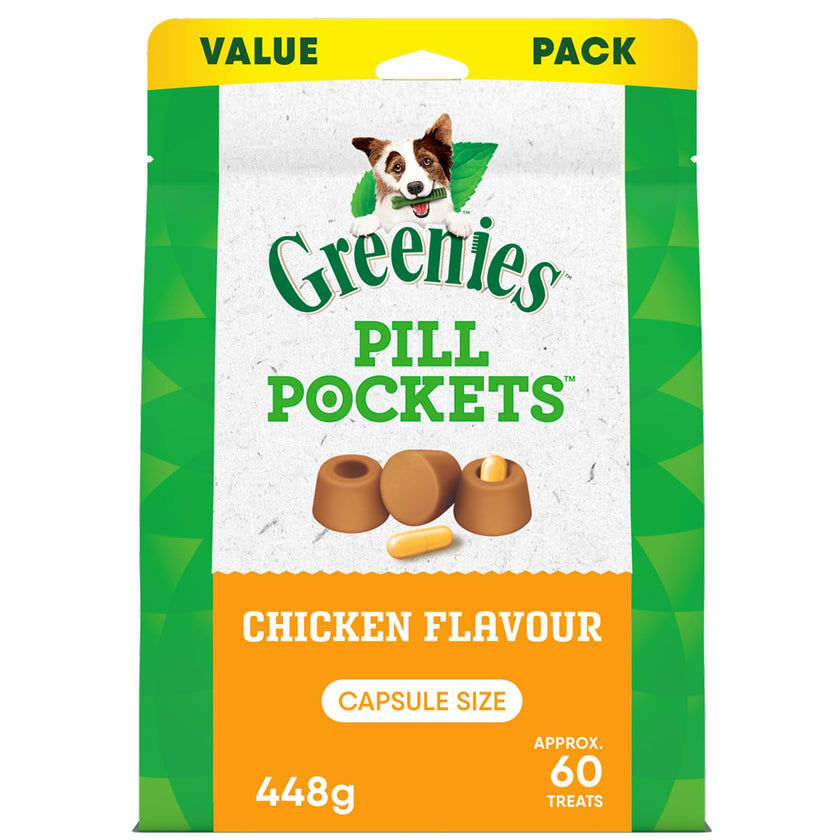 GREENIES Pill Pockets Capsule Size Natural Soft Dog Treats Chicken Flavor, (60 Treats) 15.8oz. Pack 🍁 All In One Marketplace Canada
