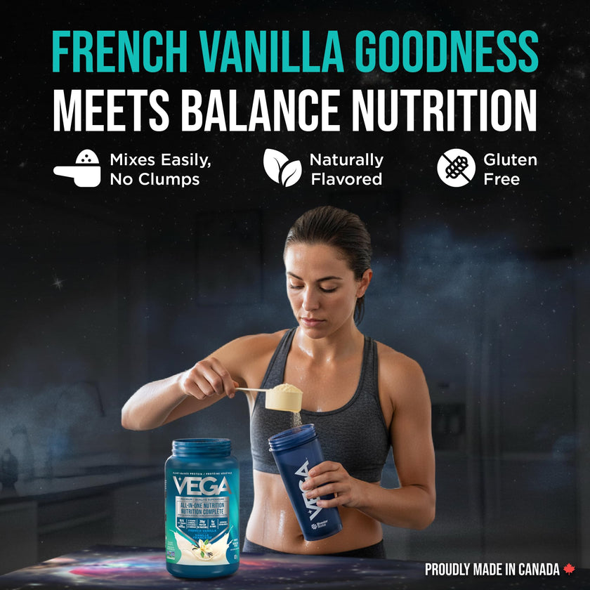 Vega Premium All-in-One Nutrition Protein Powder – 20g Plant-Based Vegan Protein, Vitamins & Probiotics, Vanilla, 827g (20 Servings) 🍁 All In One Marketplace Canada
