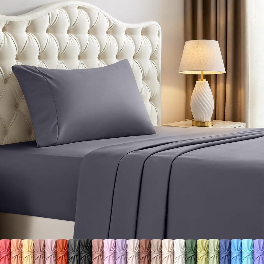 Utopia Bedding Twin/Single Bed Sheets - 3 Piece Twin Size Cooling Sheet Set - Hotel Luxury Soft Breathable Microfiber, Oeko-TEX, Deep Pocket Easy Fit & Care, Fade & Wrinkle Resistant, Grey 🍁 All In One Marketplace Canada