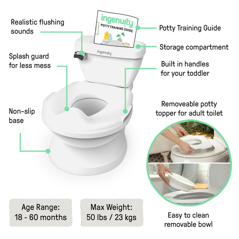 Summer by Ingenuity My Size Potty Pro in White, Infant Potty Training Toilet, Lifelike Flushing Sound, For Ages 18 Months, Up to 50 Pounds 🍁 All In One Marketplace Canada