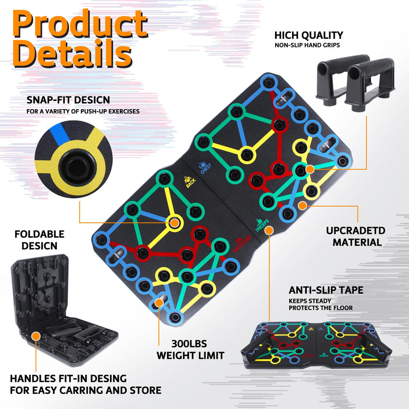 AERLANG Push Up Board-Large PushUps Portable Multi-Function Foldable Push Up Bar, Easy to Use Push up Handle Push Up Strength Training Push Up Stands Home Workout Equipment 🍁 All In One Marketplace Canada