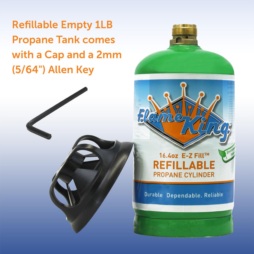 Flame King Refillable 1LB Empty Propane Cylinder Tank - Reusable - Safe and Legal Refill Option - DOT Compliant-16.4 oz (2-Pack), Green (YSN164-2) 🍁 All In One Marketplace Canada