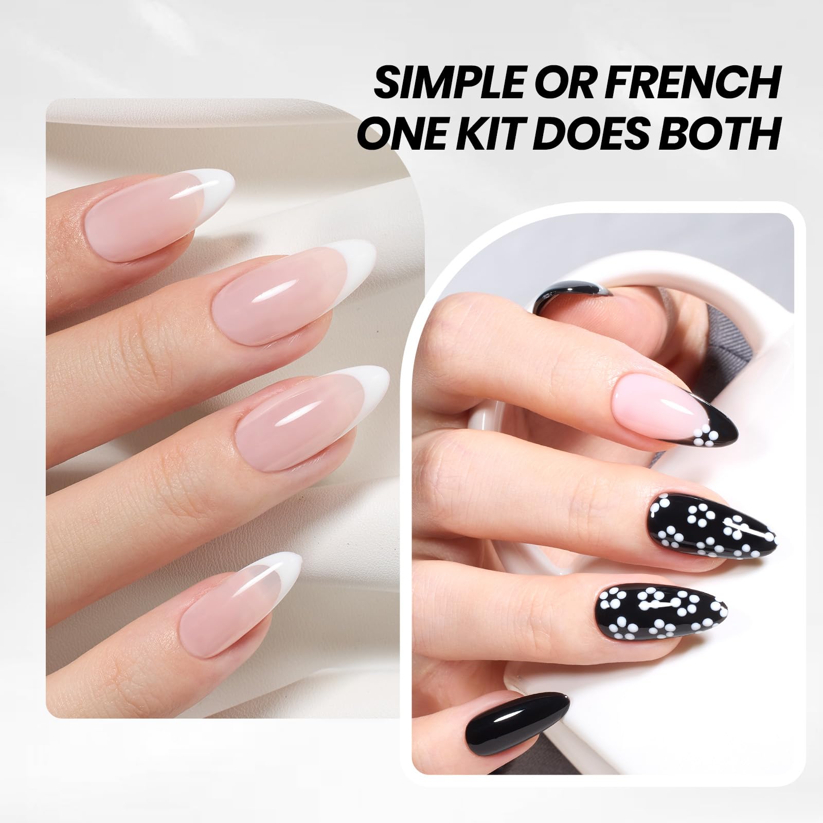 Beetles Gel Nail Polish Kit- 2 Pcs 15ml Black And White Gel Polish Black Gel Nail Polish Black Nail Polish Soak Off Led Gel Polish Nail Art Manicure Salon Diy at Home 🍁 All In One Marketplace Canada