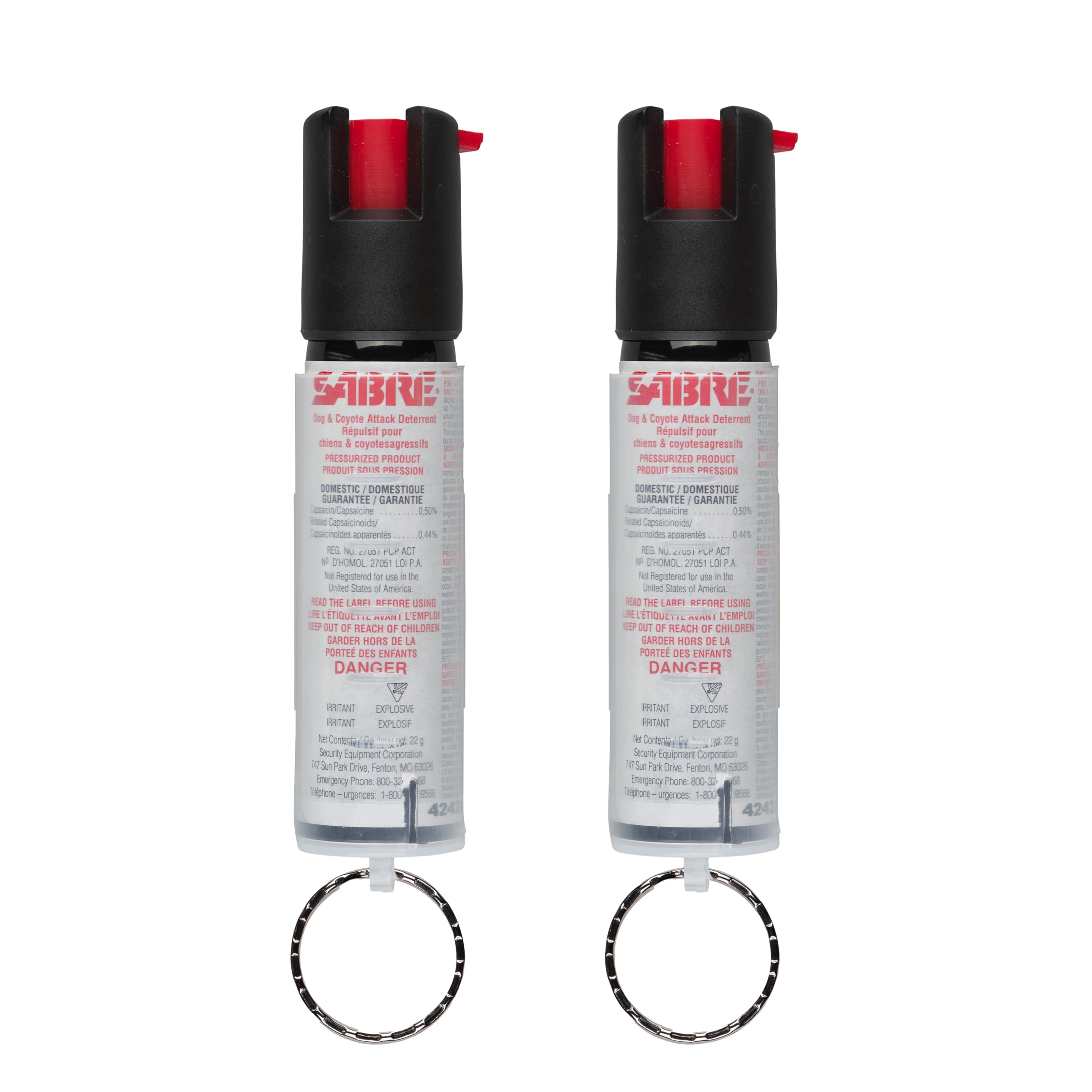 Sabre Protector 22-Gram Dog Spray with Key Ring, 14 Second Total Spray Time, 3.5-Meter Range, Humane Dog Attack Deterrent, Maximum Strength Allowed by Health Canada 🍁 All In One Marketplace Canada