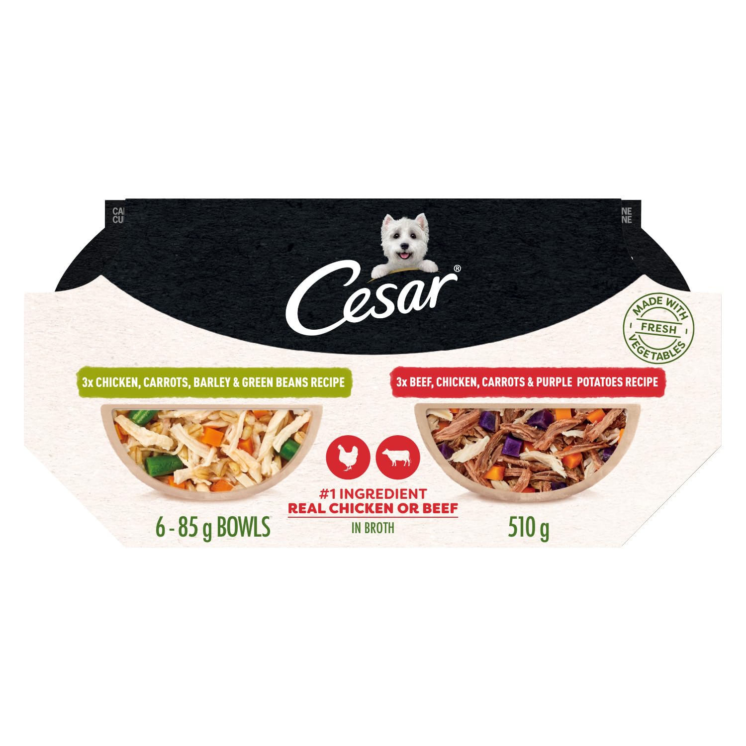 CESAR Wholesome Bowls Adult Wet Dog Food, Chicken Flavour, 85g (6 Pack) 🍁 All In One Marketplace Canada