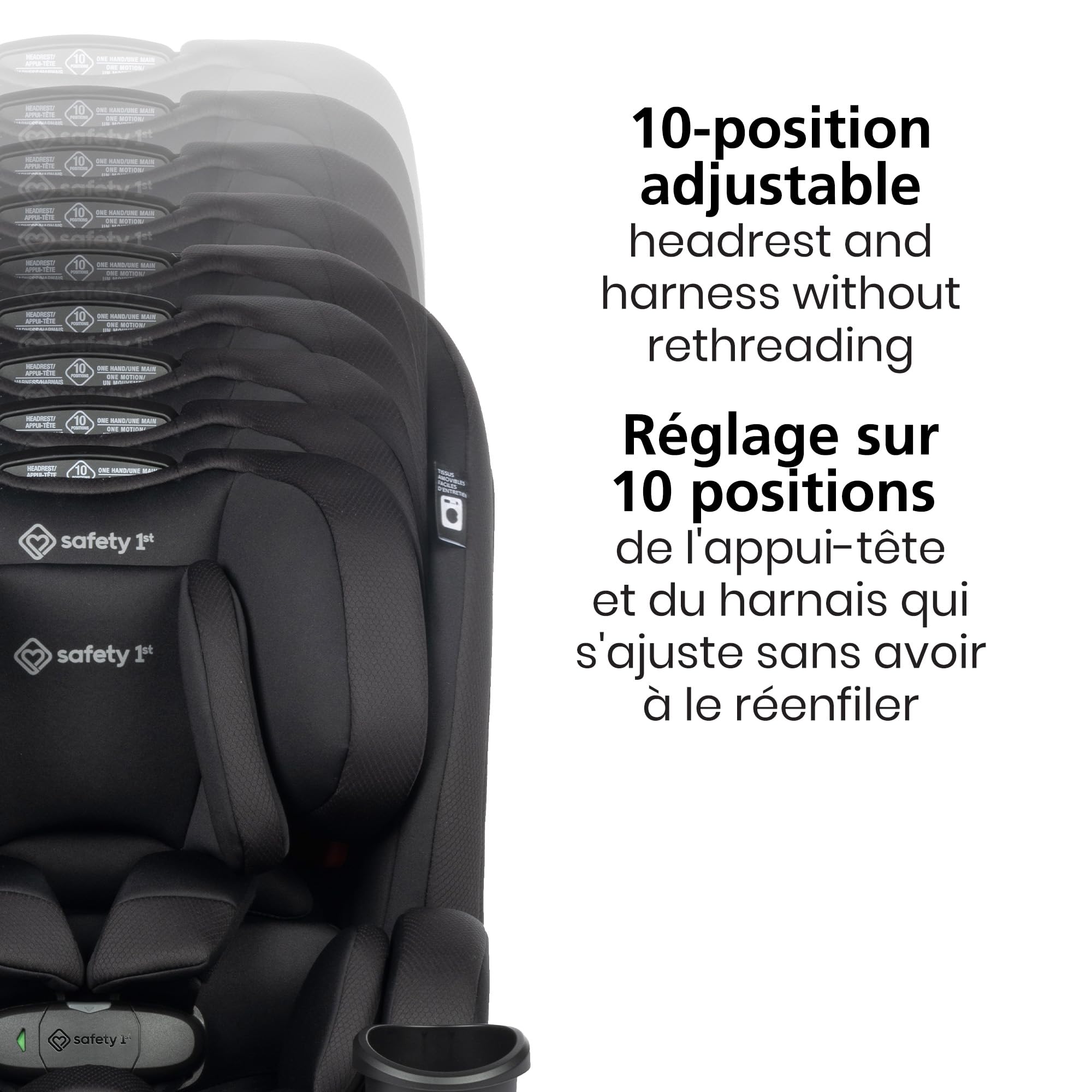 Safety 1st EverSlim 4-in-1 Convertible All-in-One Car Seat, infant to toddler, rear and forward facing, booster mode, backless booster, Fits 3 across, Washable seat, Birth to 10 years, Hexagon Horizon 🍁 All In One Marketplace Canada