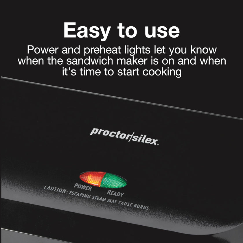Proctor Silex 4 Serving Panini Press, Sandwich Maker and Compact Indoor Grill, Upright Storage, Easy Clean Nonstick Grids, Black (25440PS) 🍁 All In One Marketplace Canada