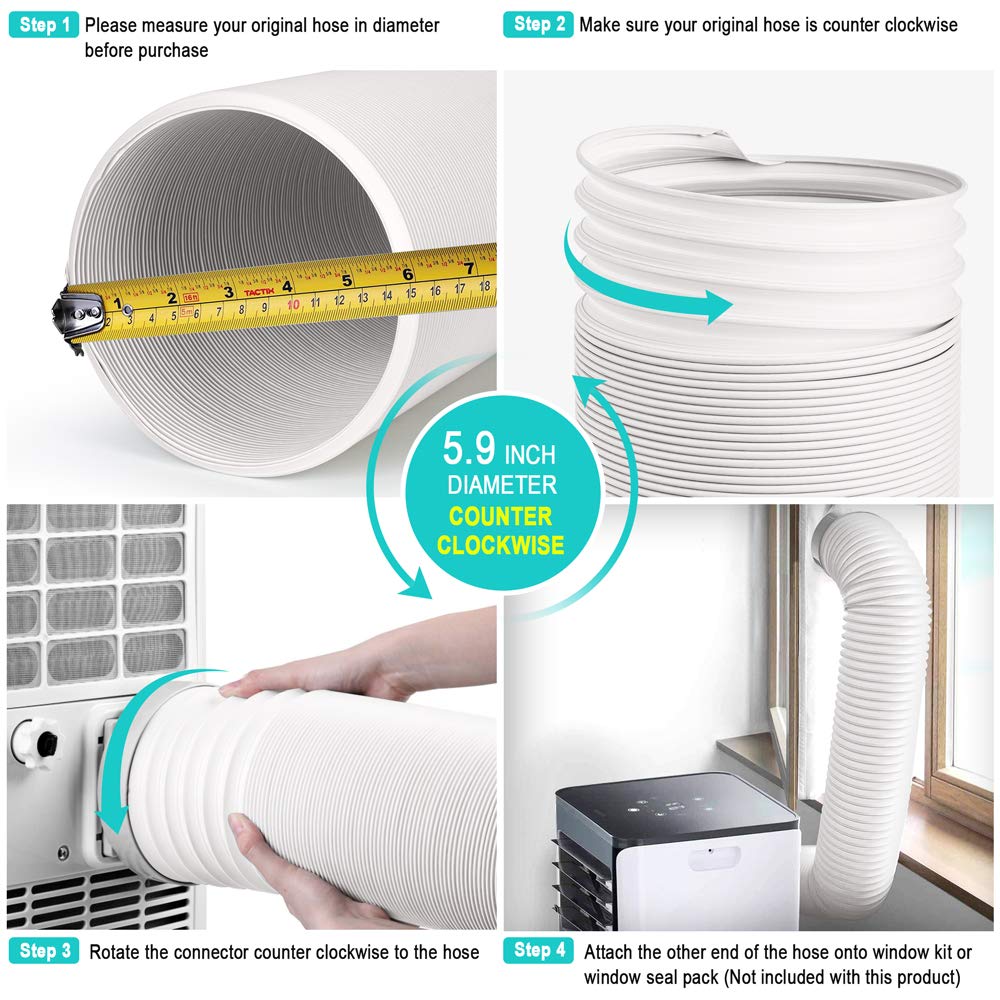 Air Conditioner Hose, Portable Exhaust Vent Hose with 5.9 Inch （6”） Diameter, Counterclockwise AC Hose Length to 80 Inch, Universal Replacement AC Vent Hose for LG and Many More Portable AC 🍁 All In One Marketplace Canada