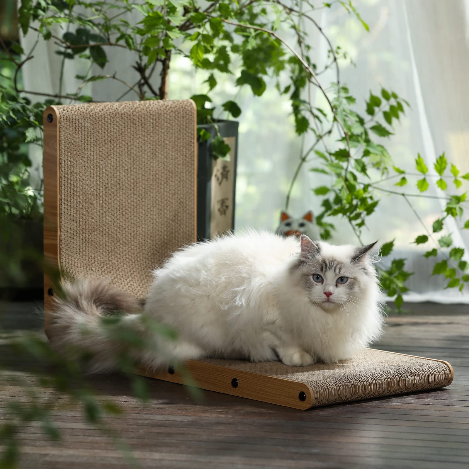 FUKUMARU Cat Scratcher, 68 CM L Shape Cat Scratch Pad Wall Mounted, Cat Scratching Cardboard with Ball Toy for Indoor Cats, Large Size 🍁 All In One Marketplace Canada