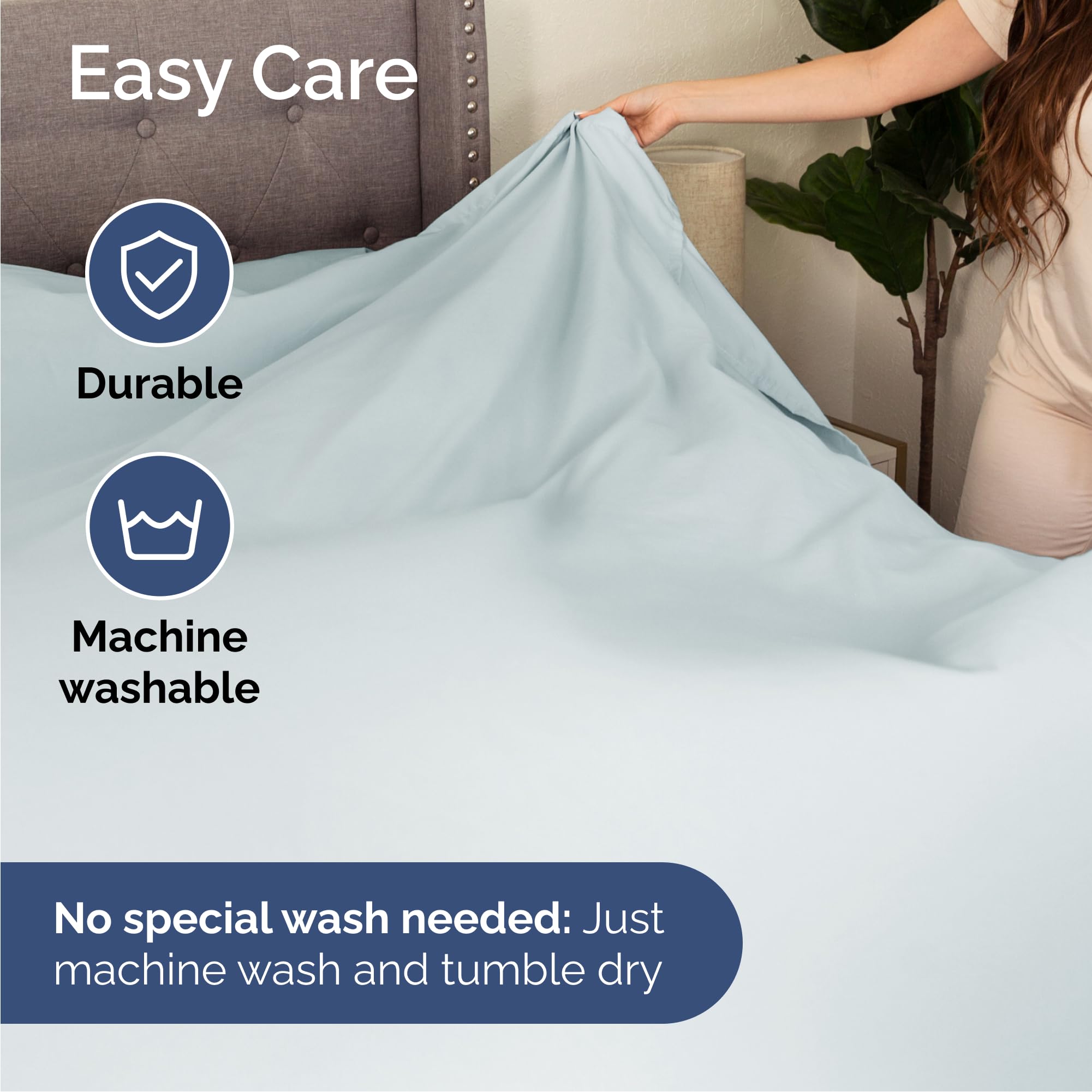 Queen Size 4 Piece Sheet Set - Comfy Breathable & Cooling Sheets - Hotel Luxury Bed Sheets for Women & Men - Deep Pockets, Easy-Fit, Extra Soft & Wrinkle Free Sheets - Ice Blue Oeko-Tex Bed Sheet Set 🍁 All In One Marketplace Canada